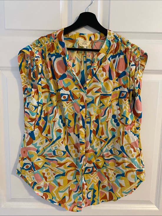 Anthropologie Tops - Anthropologie Danielle Kroll Printed Button-Up Top Sleeveless Blouse M